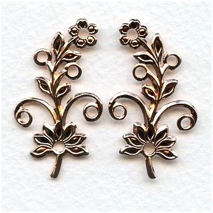Flowers with Rivet Holes Rose Gold Plated (3 pairs)