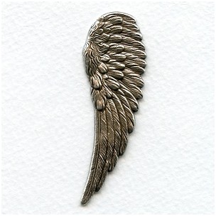 Detailed Large Right Wings Oxidized Silver 65mm (2)