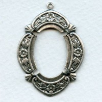 Dramatic Floral Oxidized Silver Setting 25x18mm