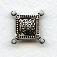 Square Connectors Oxidized Silver 4 Loops (6)