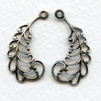 Filigree Openwork Oxidized Silver Leaves 29mm (3 pair)