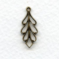 Filigree Leaf Pendants Oxidized Brass 22mm (6)