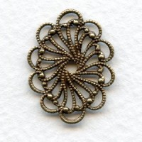 Flat Oval Filigree Oxidized Brass 26mm (6)