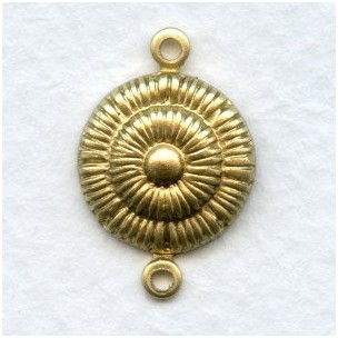 Button Detail Connectors Raw Brass 20mm (12)