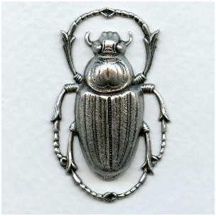 Egyptian Influence Scarab Beetle Oxidized Silver (1)