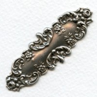 Long Floral Design Oxidized Silver Stamping 67mm (1)