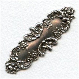 Long Floral Design Oxidized Silver Stamping 67mm (1)
