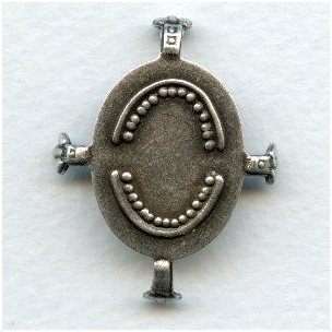 Turtle Style Settings 25x18mm Oxidized Silver (3)
