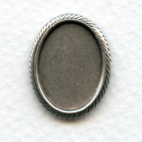 Rope Edge Setting Base for 18x13mm Oxidized Silver (6)