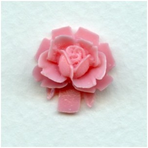 ^Pink Rose 18mm Resin Cameos (2)