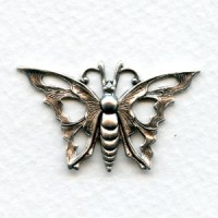 Art Deco Style Pierced Butterfly Oxidized Silver 35mm (6)