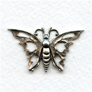 Art Deco Style Pierced Butterfly Oxidized Silver 35mm (6)