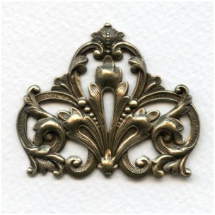 Grand Ornate Corner Stamping Oxidized Brass (1)