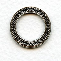 Cross-Hatched Texture Porthole Settings Oxidized Silver 22.5mm (3)