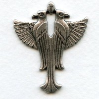 Egyptian Double Falcon Stamping Oxidized Silver 45mm