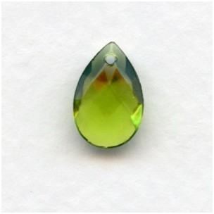 Briolette Olivine 13x8.5mm Pear Shape Glass Pendant