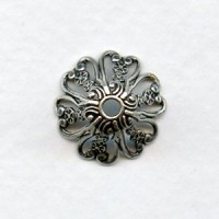 Ornate Filigree Bead Caps 15mm Oxidized Silver (6)