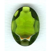 ^Olivine Glass Oval Unfoiled Jewelry Stone 25x18mm