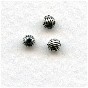 Tiny Fluted Round Spacer Beads Silver Plated 3mm
