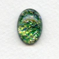 Green Glass Opal Cabochon Handmade 18x13mm (1)