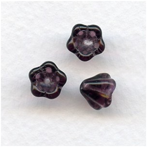 ^Dark Opal Amethyst Glass Bead Caps Tulip Beads 6x8mm
