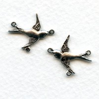 Flying Bird 3-Ring Connectors Oxidized Silver (6 pairs)