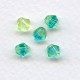 Lime and Aqua Faceted Bicone Glass Beads 6mm
