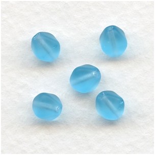 Matte Aqua Square Bicone Glass Beads 6x6mm