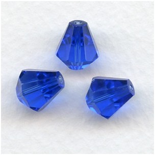 ^Sapphire Bell Shape Faceted Glass Beads 10x9mm