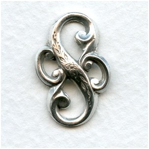 Bold Floral Connector Oxidized Silver 23mm (6)
