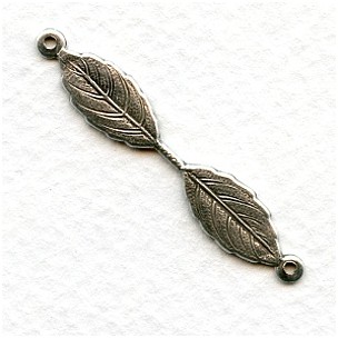 Double Leaf Fold Over Bail with Loops Oxidized Silver (6)