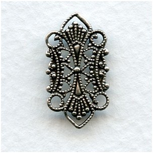 Four Loop Filigree Connectors Oxidized Silver (12)