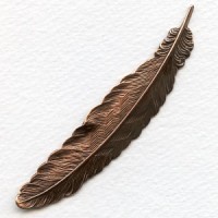 Medium Feather Stampings Oxidized Copper 88mm (1)