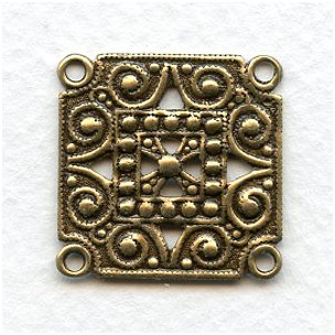 Four Loop Connectors or Bracelet Links Oxidized Brass (6)