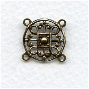 Filigree Four Loop 15mm Connectors Oxidized Brass (2)