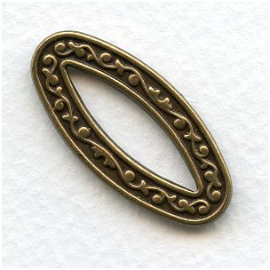 Oval Dramatic Connectors 32mm Oxidized Brass (3)