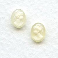 Cameos Girl in a Ponytail 8x6mm Ivory on Matte Crystal