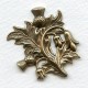 Thistle Flower Scottish Emblem Oxidized Brass 37mm (1)