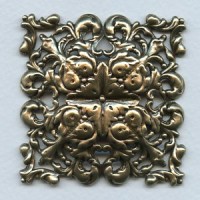 Ornate Domed Square Stamping Oxidized Brass