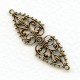 Oval Filigree Connector or Bail Oxidized Brass 37mm (6)