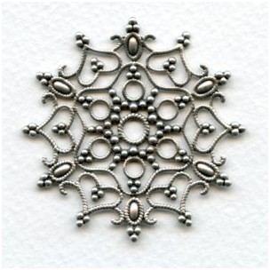 Snowflake Shaped Stamping Oxidized Silver 48mm (1)