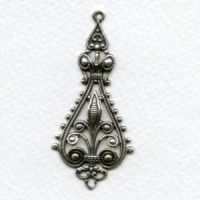 Filigree Pendant Drops 55mm Oxidized Silver (4)