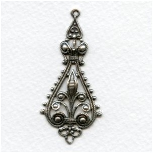 Filigree Pendant Drops 55mm Oxidized Silver (4)