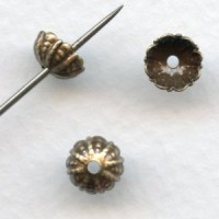 Fluted Bead Caps 7.5mm Oxidized Brass (12)