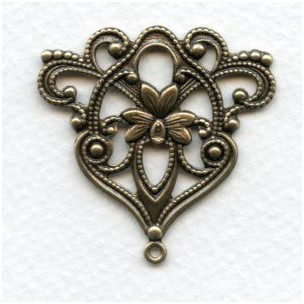 Floral Triangle with Loop 40mm Oxidized Brass (1)