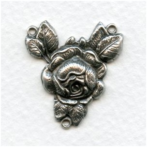 Rose Connector 26mm Oxidized Silver (2)