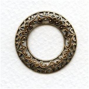 Filigree Domed Open Circles Oxidized Brass 28mm (3)