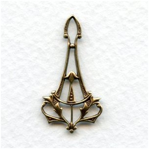 Delicate Art Nouveau Pendant Drops Oxidized Brass (6)