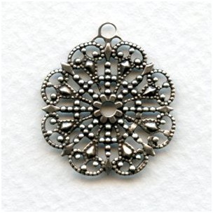 Round Filigree with Loop Oxidized Silver 23mm (6)