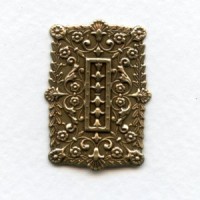 Embossed Rectangles Oxidized Brass 35x25mm (6)